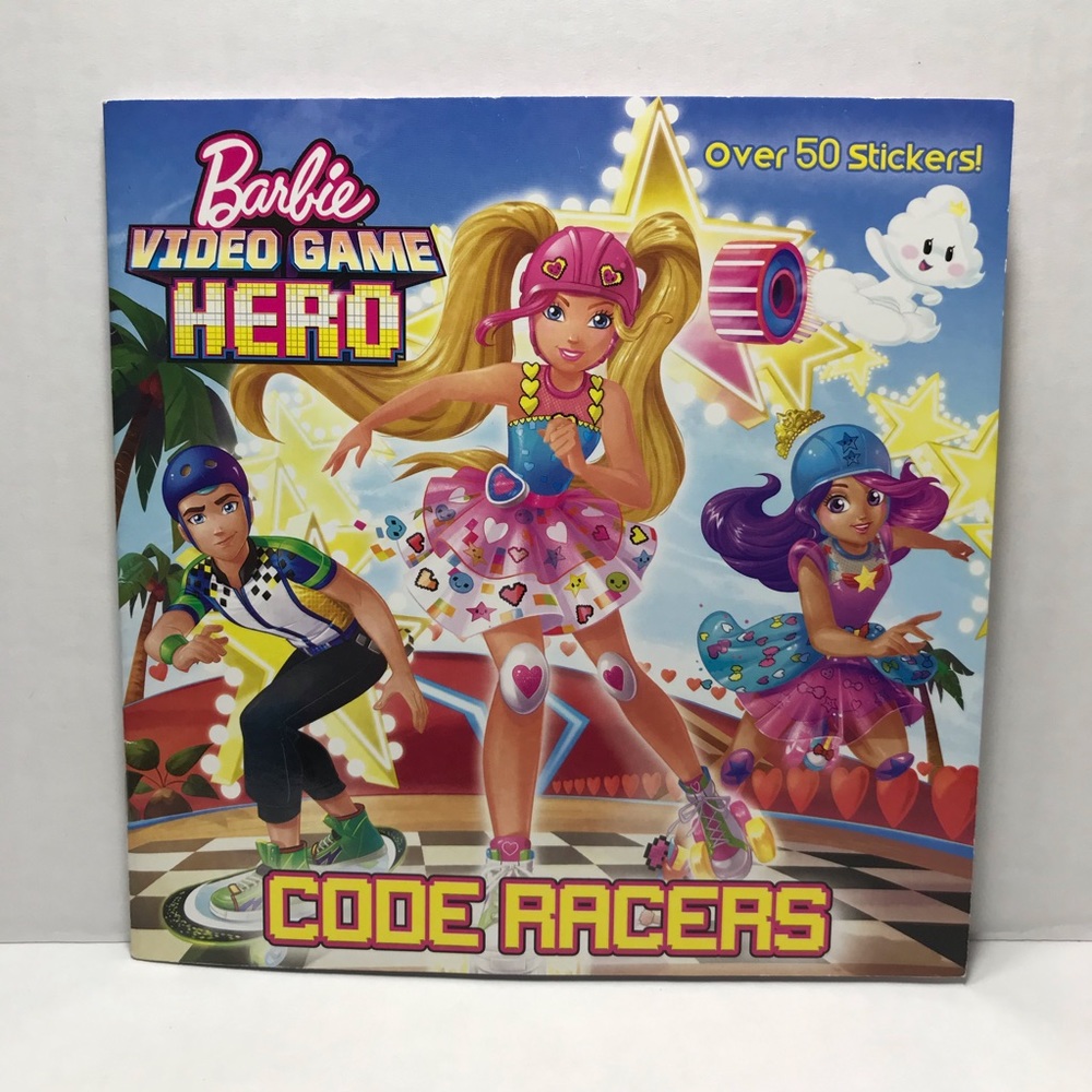 ♦️$3♦️ Barbie video game hero - Code Racers kids book, over 50 stickers